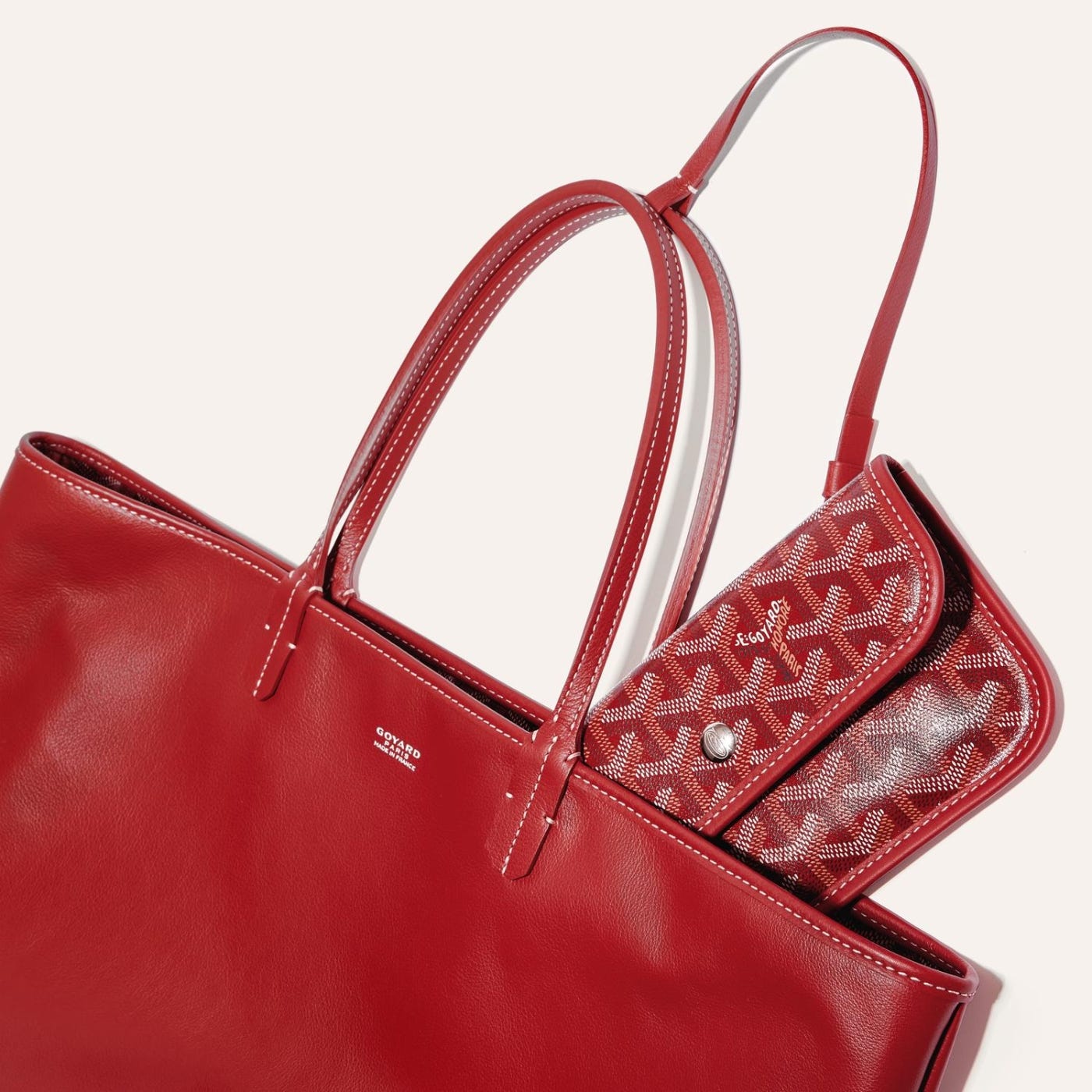 Goyard Goyardine Red Anjou PM Reversible Tote Bag Palladium Hardware - Image 3